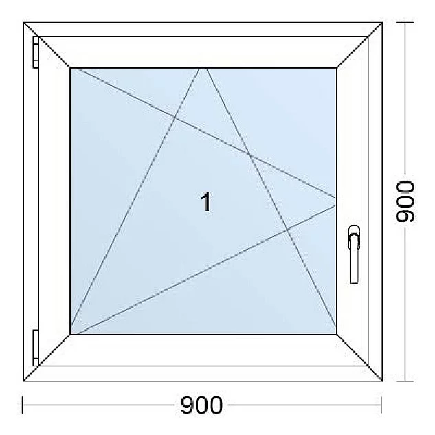 Einflügelige Kunststofffenster | 90x90 cm | Links| Weiße / Anthrazit