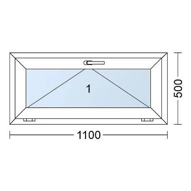 Kunststofffenster | 110x50 cm (1100x500 mm) | Weiß / Anthrazit | Kipp-Fenster Kunststofffenster | 110x50 cm (1100x500 mm) | Weiß / Anthrazit | Kipp-Fenster