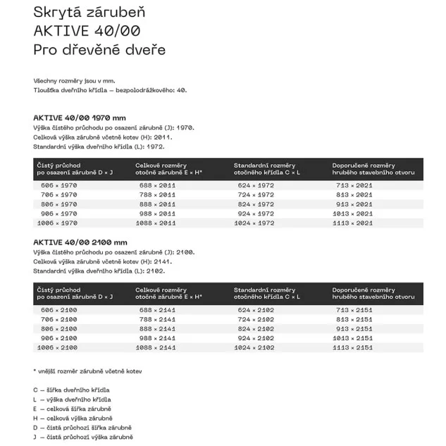 Unsichtbare Zargen JAP AKTIVE 40/00 - Türen mit der Ansichtsseite nach innen