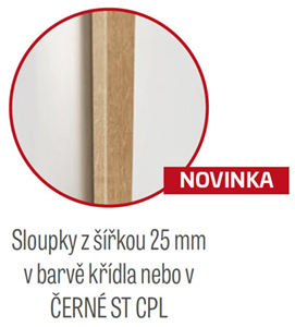 Sloupky z šířkou 25 mm v barvě křídla